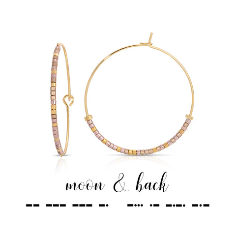 Moon & Back Morse Code Hoop Earrings