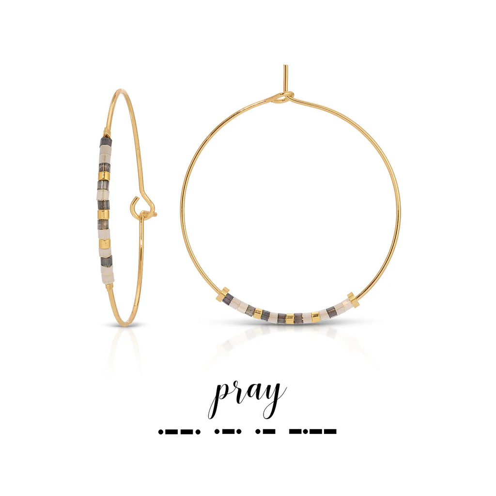 Pray Morse Code Hoop Earrings