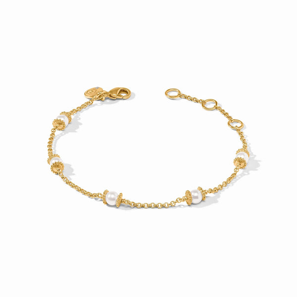 Hydra Gold Delicate Station Bracelet in Pearl