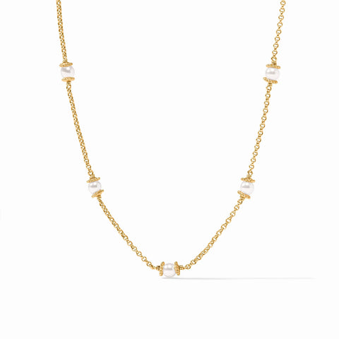 Hydra Gold Delicate Station Necklace in Pearl