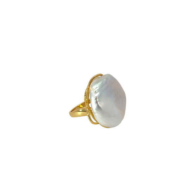 Pearl Medallion Adjustable Ring