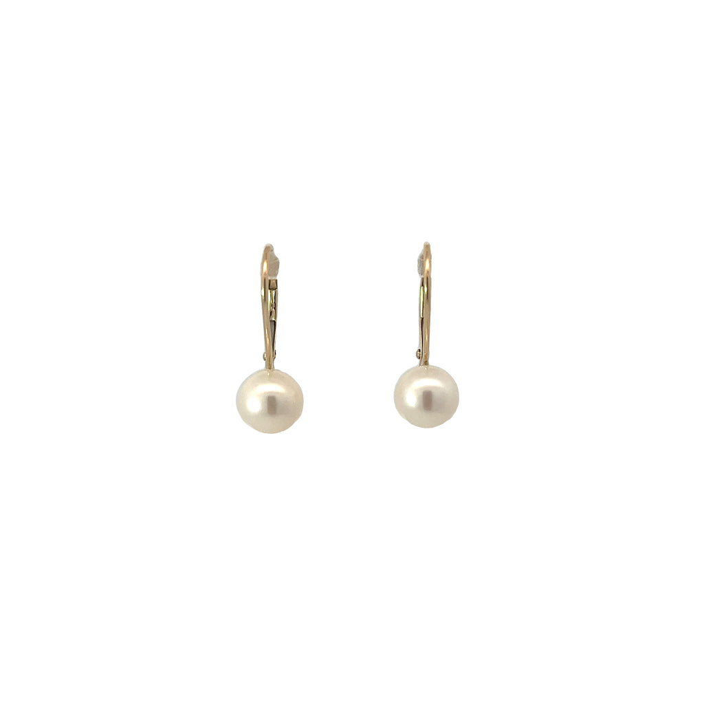 Pearl Leverback Drop Earrings | 14kt