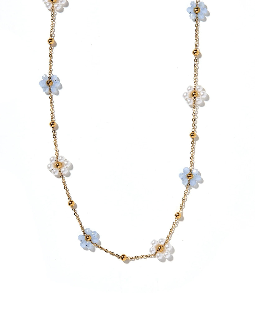 Gracie Flower Necklace - Blue