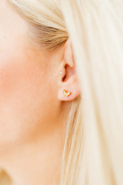 Billie Butterfly Flat Back Screw Stud Earrings