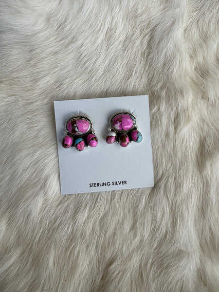 Cotton Candy Turquoise Statement Stud Earrings