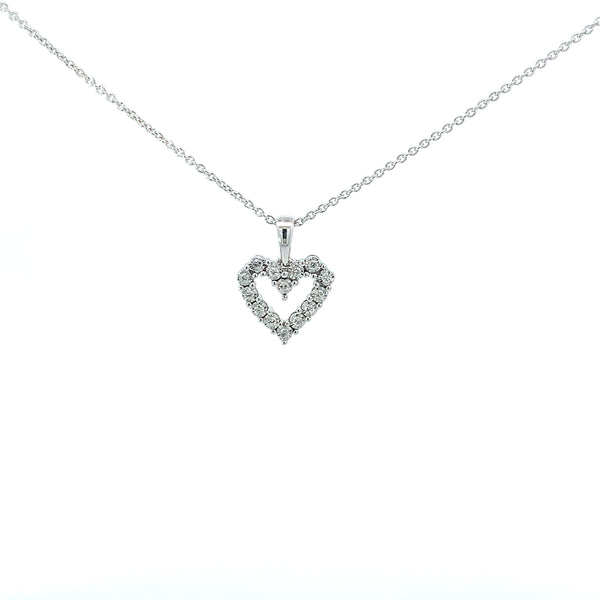 Sterling Silver Illusion Diamond Heart Pendant Necklace