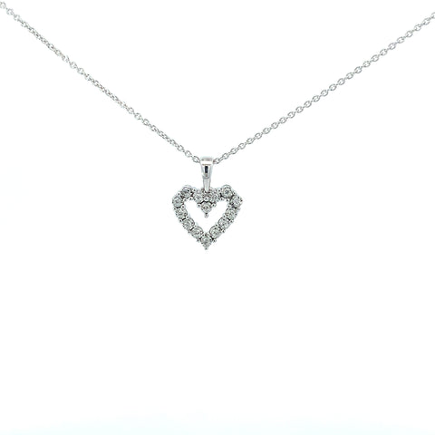 Sterling Silver Illusion Diamond Heart Pendant Necklace