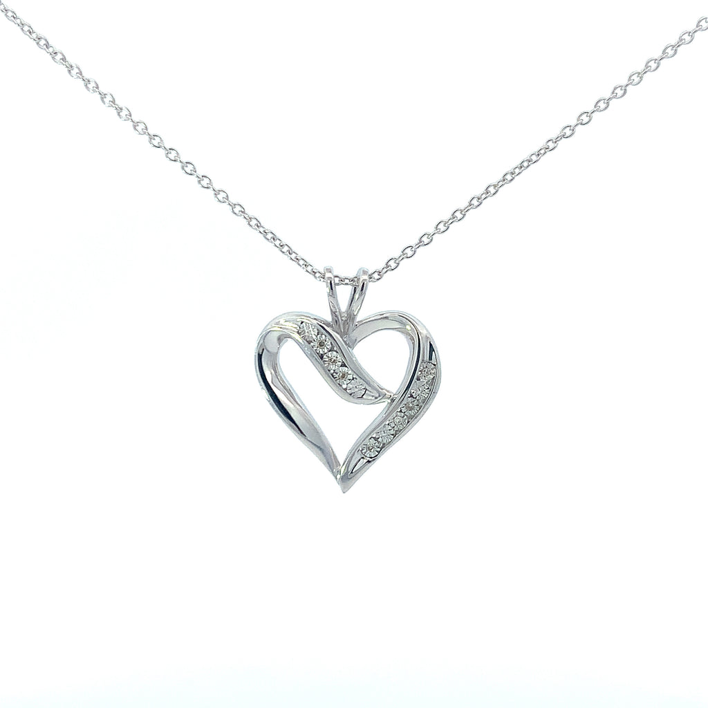 Sterling Silver Diamond Heart Pendant