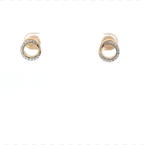 Diamond & Gold Circle Stud Earrings