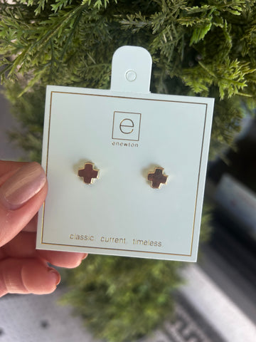 Signature Cross Gold Stud Earrings