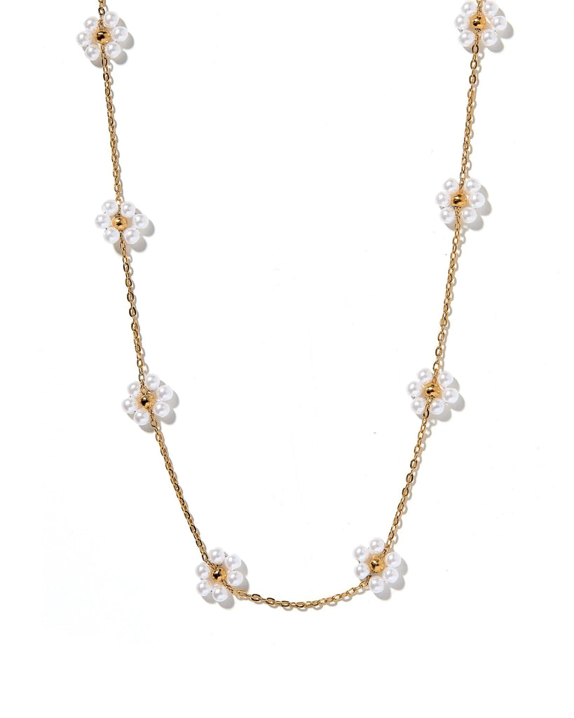 Gracie Flower Necklace - Pearl