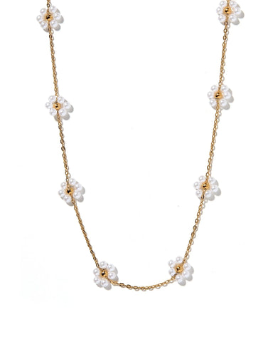 Gracie Flower Necklace - Pearl