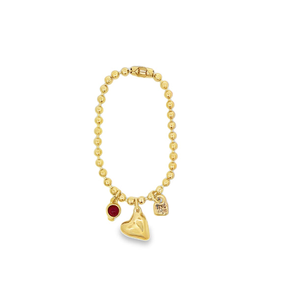 Gold Emotions Bracelet with Heart & Red Glass Charm - Exclusive