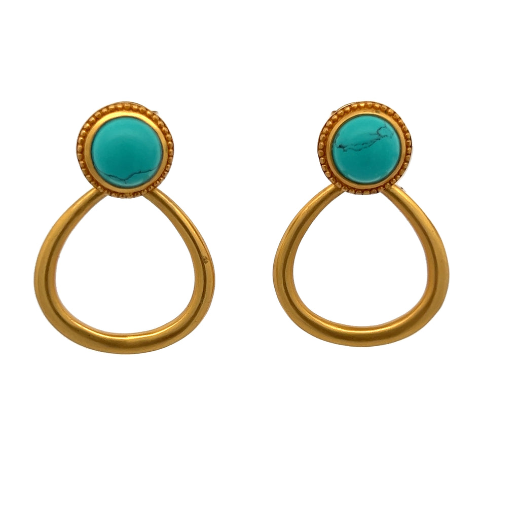 Flora Statement Earrings in Turquoise Blue