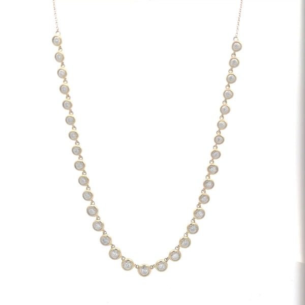 Diamond Bezel Illusion Halfway Tennis Necklace