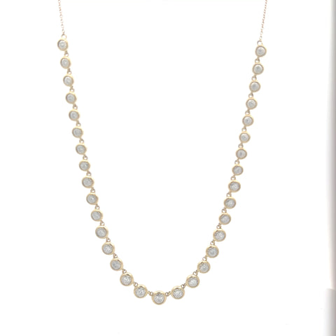 Diamond Bezel Illusion Halfway Tennis Necklace