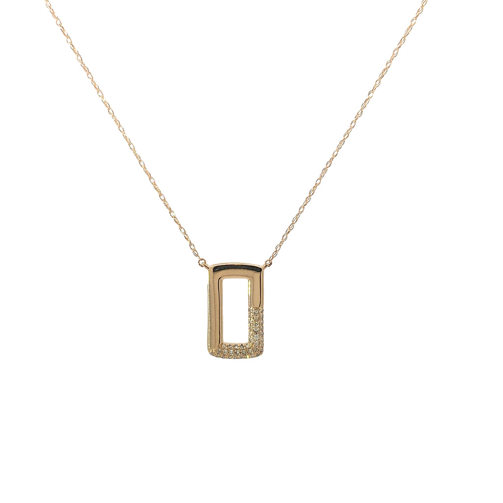 Yellow Gold Diamond Rectangular Pendant Necklace