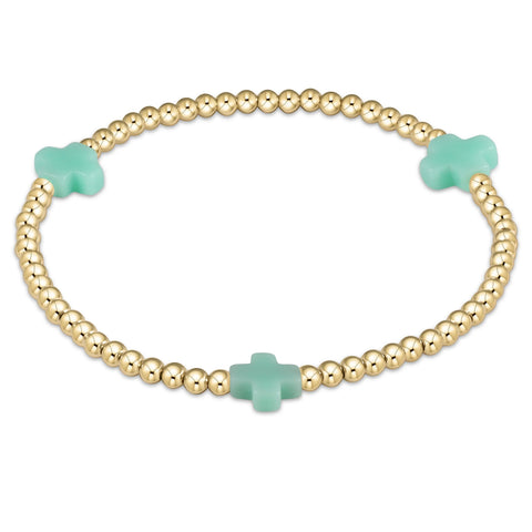 egirl Signature Cross Gold Filled Pattern 3mm Bead Bracelet