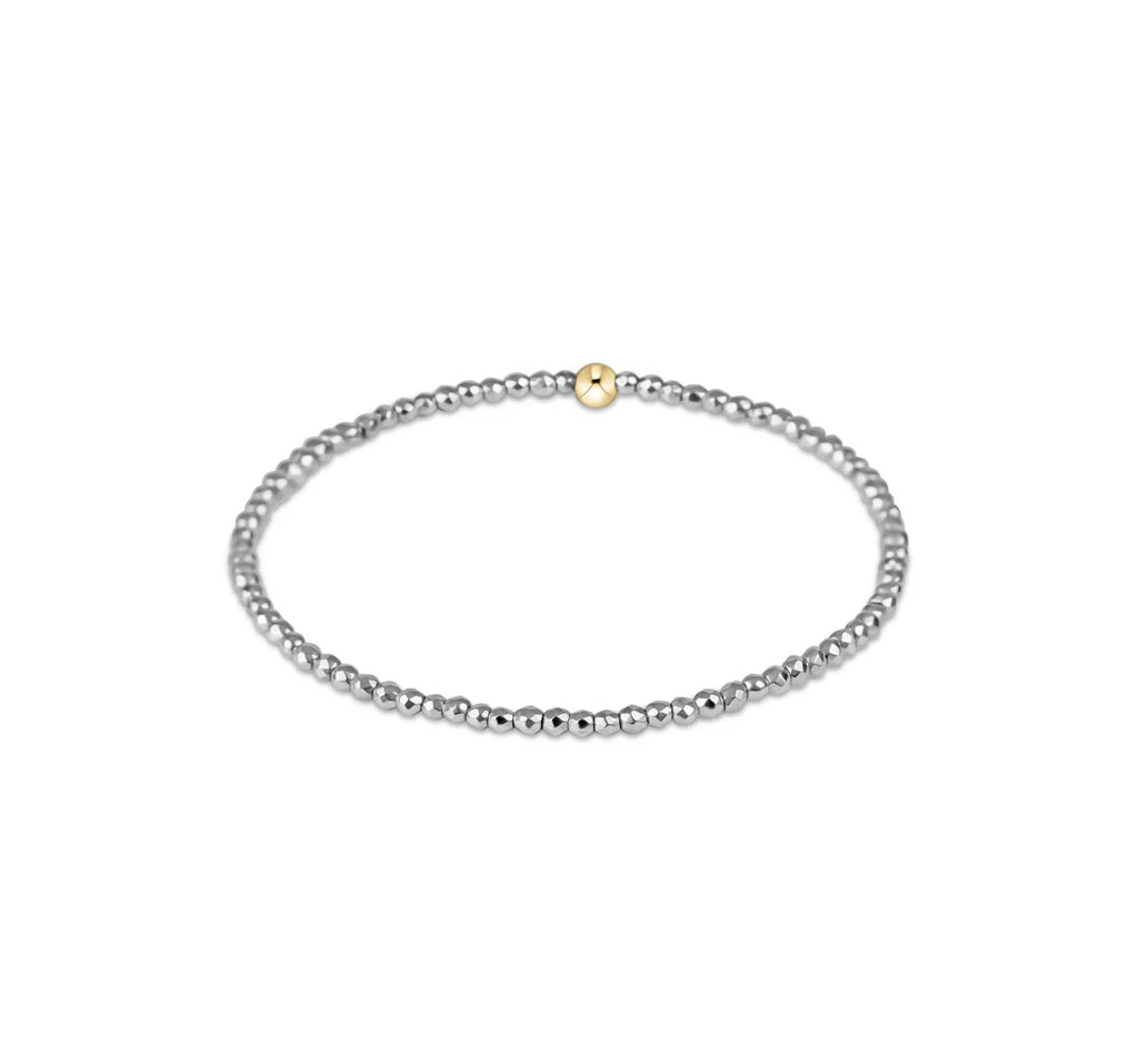 Silver Faceted Hematite 2mm Bead Bracelet