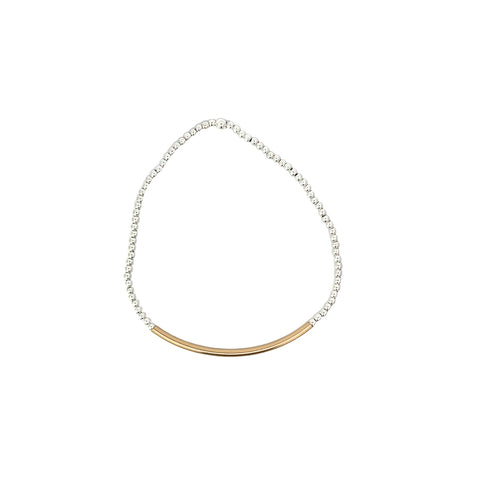 Classic Sterling 2mm Bead Bracelet with Gold Bliss Bar - Mixed Metal