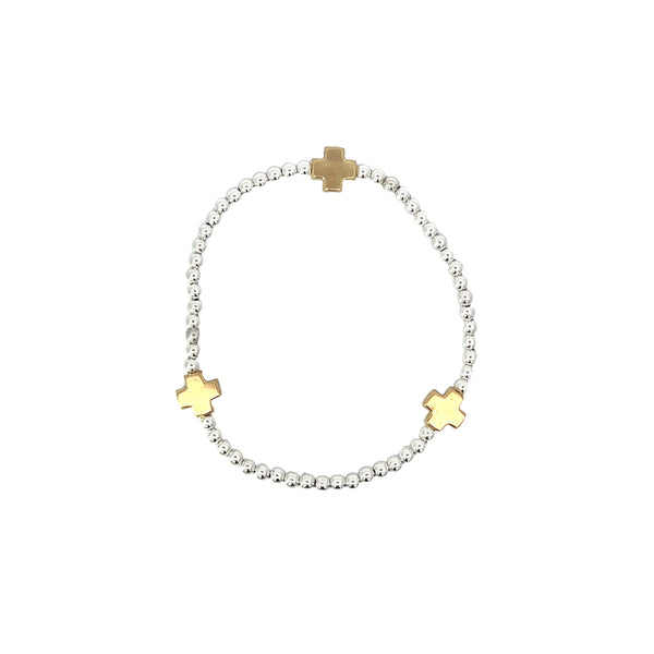 Signature Cross Mixed Metal Bead Bracelet - 3mm