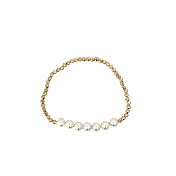 Pearl 6mm Beaded Bliss Gold Filled Bead Bracelet