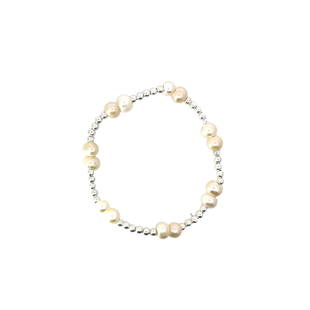 Coastal Pearl Sterling Silver Bead Bracelet