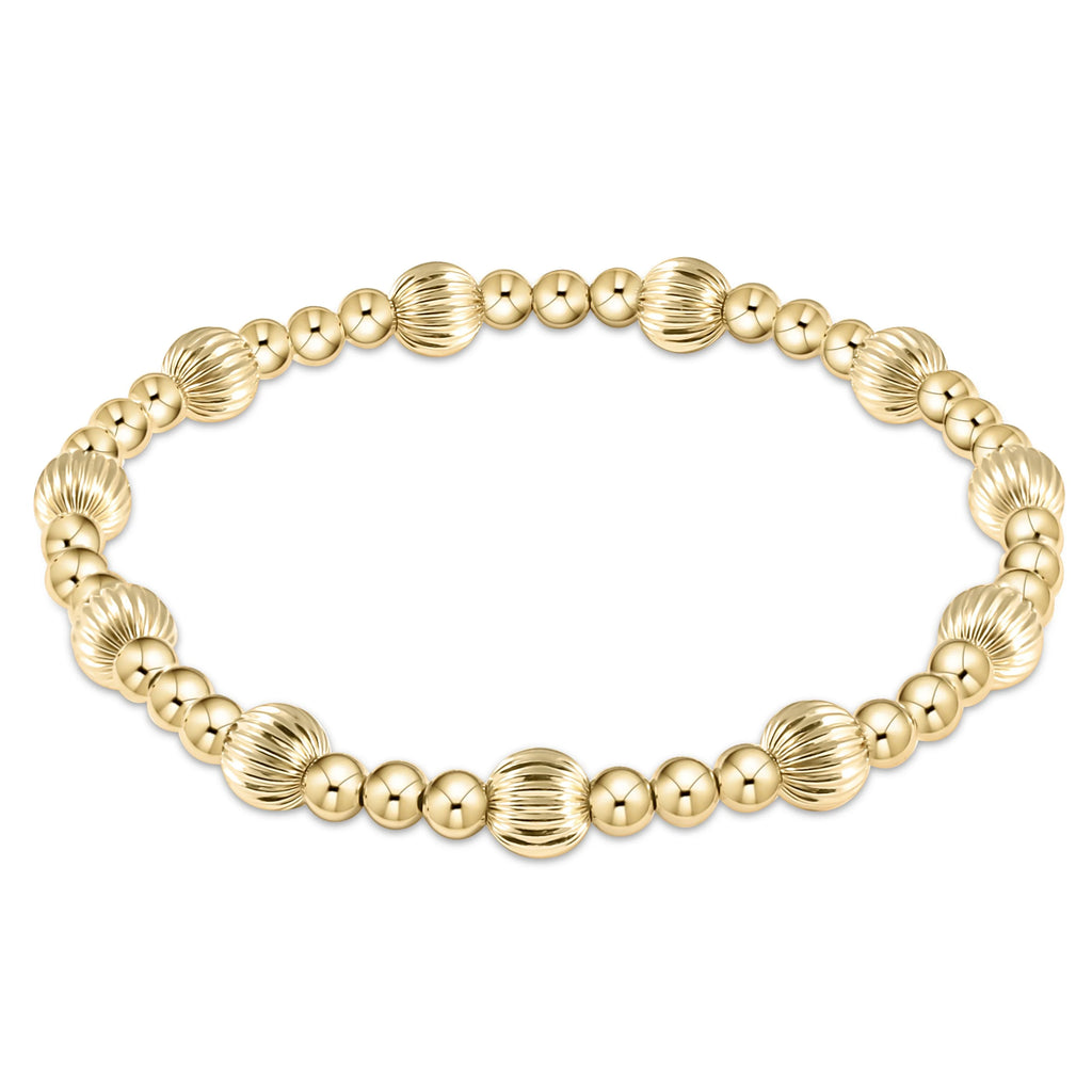 Dignity Joy pattern 6mm Bead Bracelet - Gold