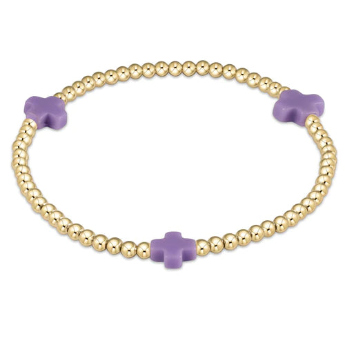 Signature Cross Gold Filled 3mm Bead Bracelet in Purple