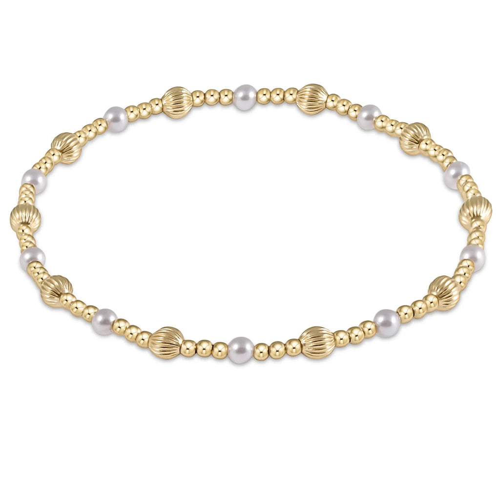 Dignity Sincerity Pattern 4mm Bead Bracelet in Pearl