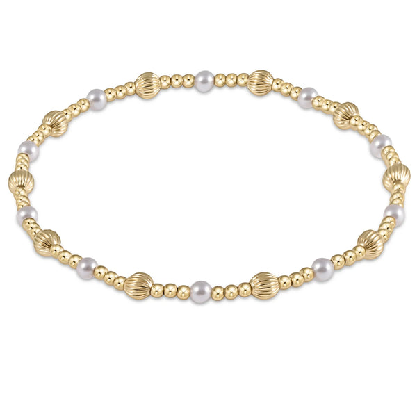 Dignity Sincerity Pattern 4mm Bead Bracelet in Pearl