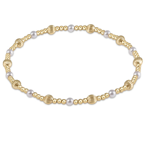Dignity Sincerity Pattern 4mm Bead Bracelet in Pearl