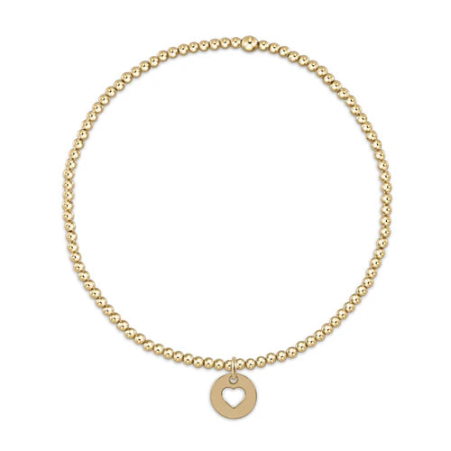 Classic Gold 2mm Bead Bracelet with Small Love Disc