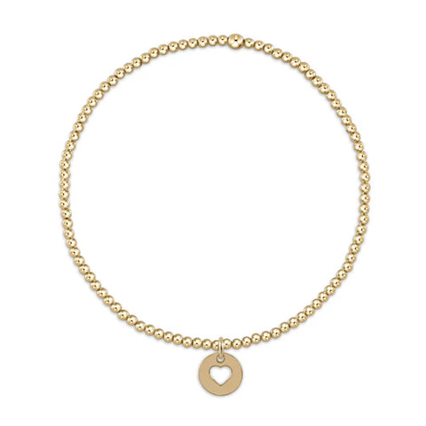 Classic Gold 2mm Bead Bracelet with Small Love Disc
