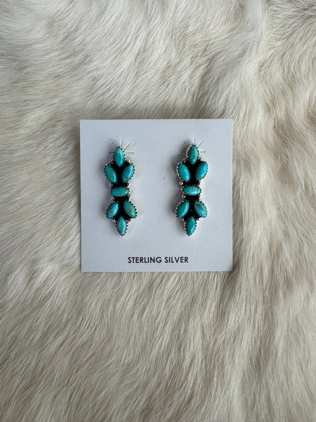 Turquoise Elongated Cluster Stud Earrings