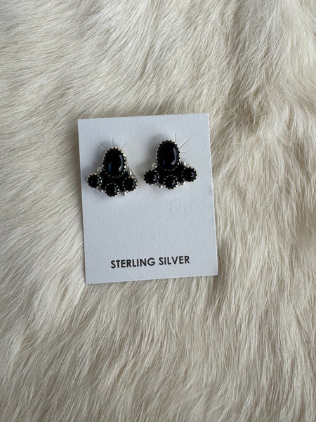 Mini Onyx Cluster Stud Earrings