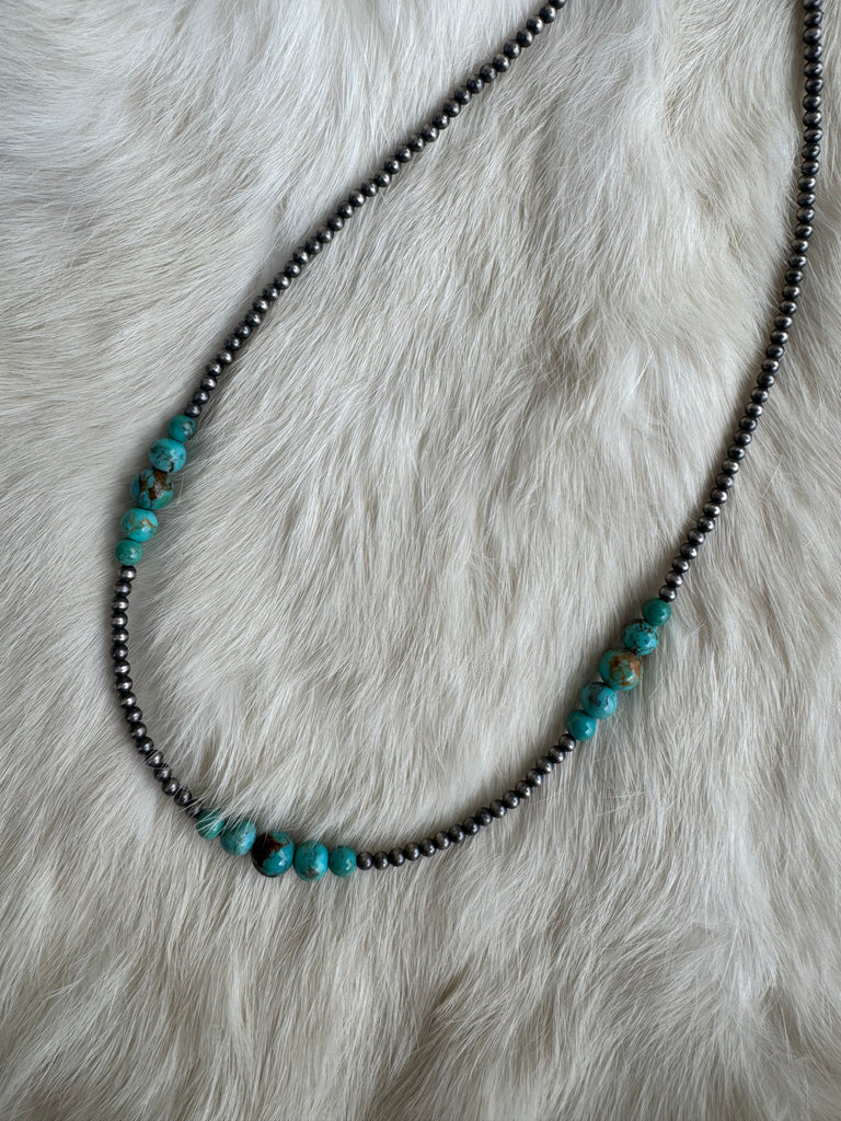 Turquoise & Navajo Pearl Graduated Necklace