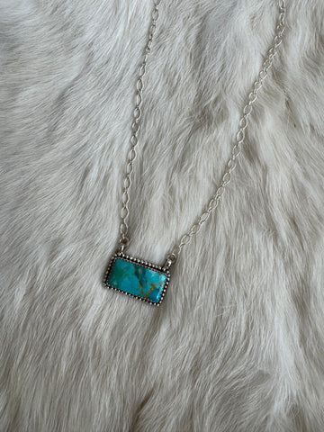 Turquoise Beaded Bar Pendant Necklace