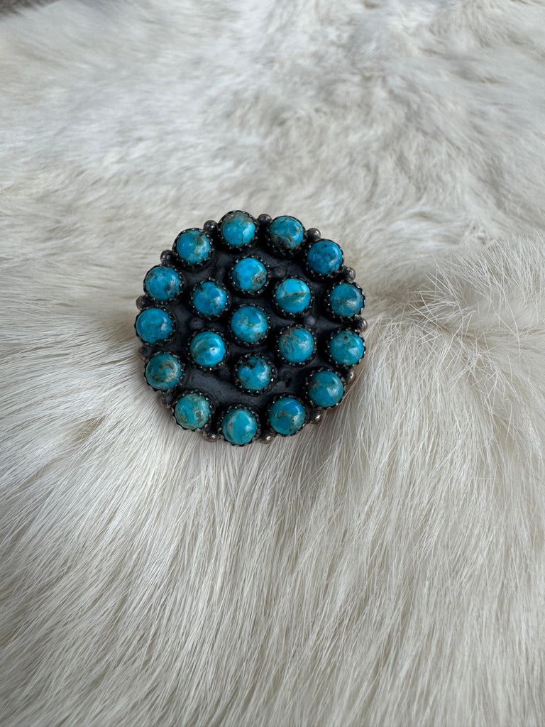 Turquoise Cluster Adjustable Ring