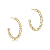 Beaded Classic Post Hoop Earrings -2mm Gold