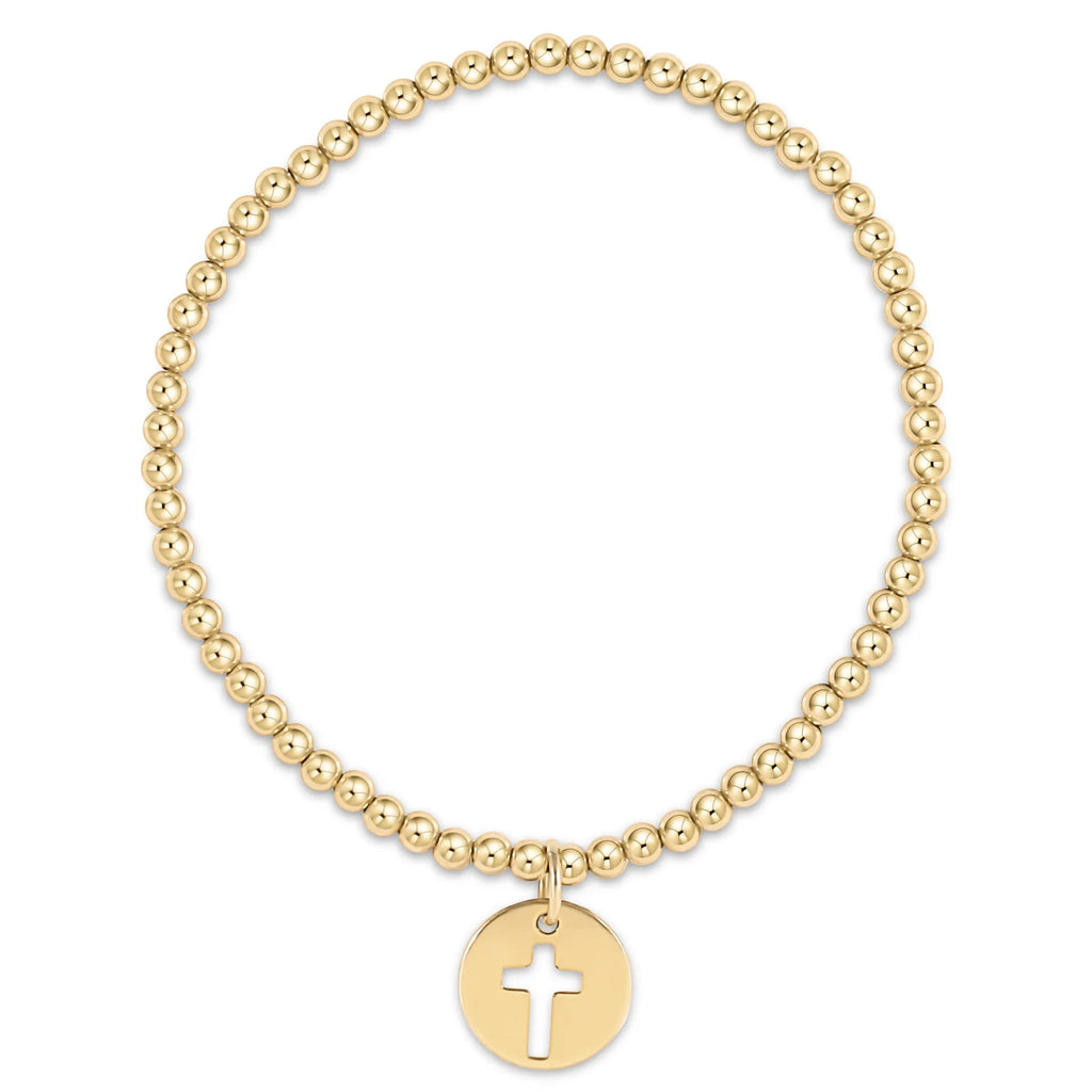 Classic Gold 3mm Bead Bracelet with Blessed Disc Charm