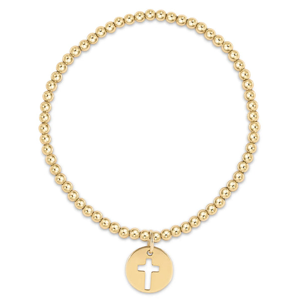 Classic Gold 3mm Bead Bracelet with Blessed Disc Charm