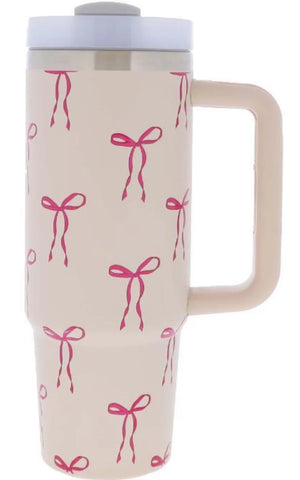 Tied with a Bow 30oz. Tumbler with Straw and Handle