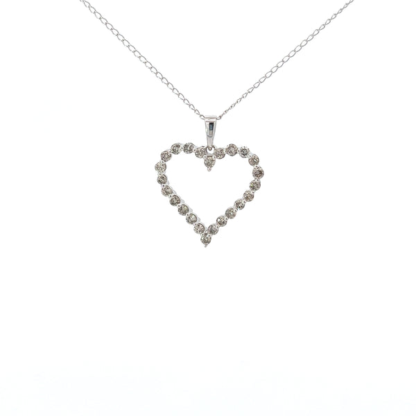 Floating Diamond Heart Pendant Necklace