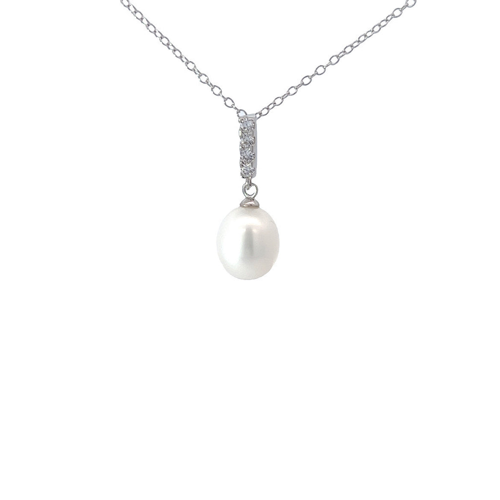 CZ & Pearl Drop Necklace