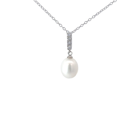 CZ & Pearl Drop Necklace