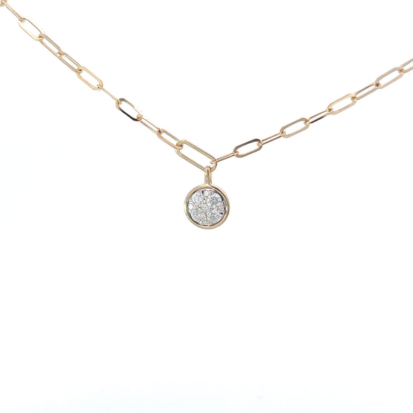 Pave Diamond Cluster on Paperclip Chain