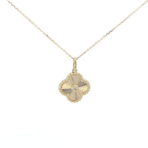 Fluted Clover Diamond Necklace