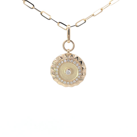 Diamond Disc Gold Paperclip Necklace