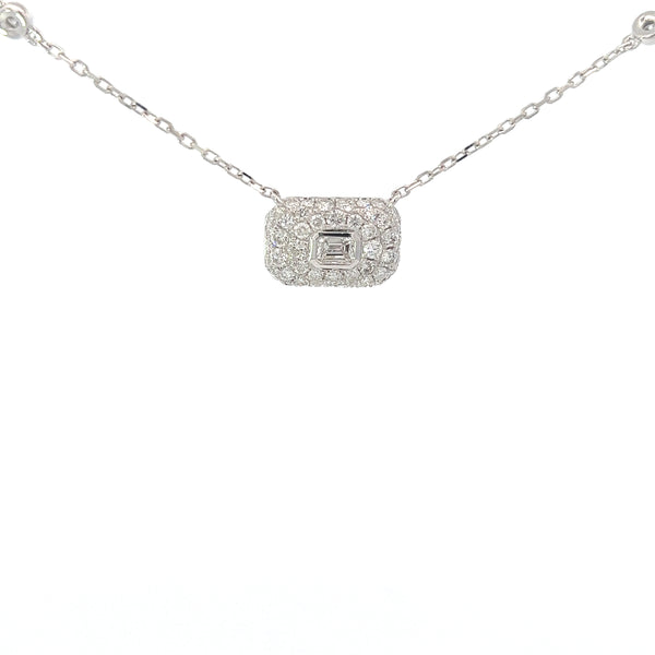 Emerald Cut Diamond Cluster Pendant Necklace